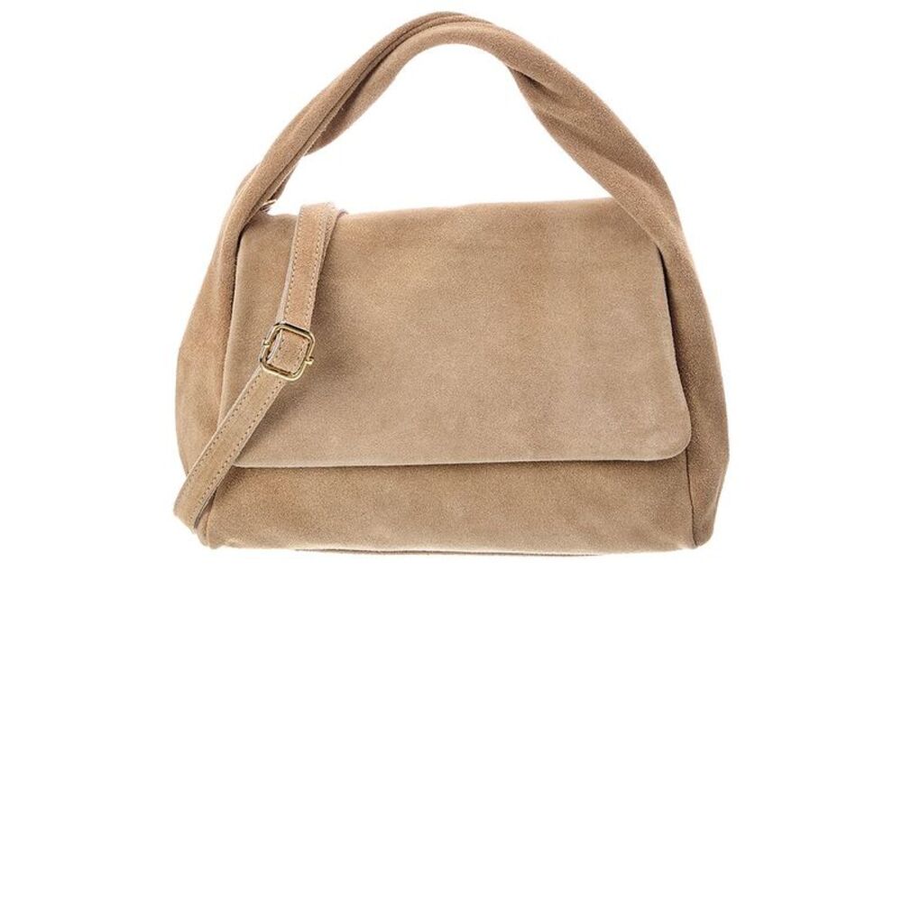 Italian Leather Pauline Leather Top Handle Bag, Taupe